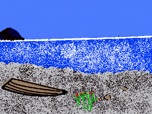 パソコンで描いた海岸の絵